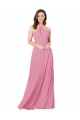 Peau Rose Trapèze Licou Mousseline Longue Robes demoiselle d'honneur / Robes de bal Pas Chère