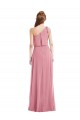 Peau Rose Trapèze Mousseline Longue Robes demoiselle d'honneur Pas Chère