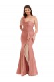 Pêche de Géorgie Sirène Satiné Soyeux Longue Formelles Robes demoiselle d'honneur / Robes de soirée / Robes de bal Pas Chère