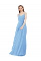 Periwinkle Fourreau Col V Mousseline Longue Robes demoiselle d'honneur Pas Chère