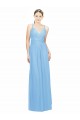 Periwinkle Trapèze Bretelles spaghetti Col V Mousseline Longue Robes demoiselle d'honneur Pas Chère
