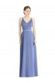 Periwinkle Trapèze Bretelles spaghetti Col V Satiné Longue Robes demoiselle d'honneur Pas Chère