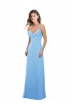Periwinkle Trapèze Bretelles spaghetti Mousseline Longue Robes demoiselle d'honneur Pas Chère