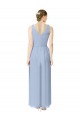 Periwinkle Trapèze Col V Mousseline Longue Robes demoiselle d'honneur Pas Chère