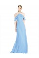 Periwinkle Trapèze Licou Mousseline Longue Robes demoiselle d'honneur Pas Chère