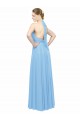 Periwinkle Trapèze Licou Mousseline Longue Robes demoiselle d'honneur Pas Chère