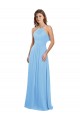 Periwinkle Trapèze Licou Mousseline Longue Robes demoiselle d'honneur Pas Chère
