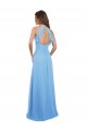Periwinkle Trapèze Licou Mousseline Longue Robes demoiselle d'honneur Pas Chère