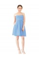 Periwinkle Trapèze Sans bretelle Mousseline Courte Robes demoiselle d'honneur / Robes de cocktail Pas Chère