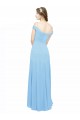 Periwinkle Trapèze Épaule Dénudée Bretelles spaghetti Mousseline Longue Robes demoiselle d'honneur Pas Chère