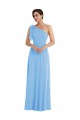 Periwinkle Trompette Mousseline Longue Robes demoiselle d'honneur Pas Chère