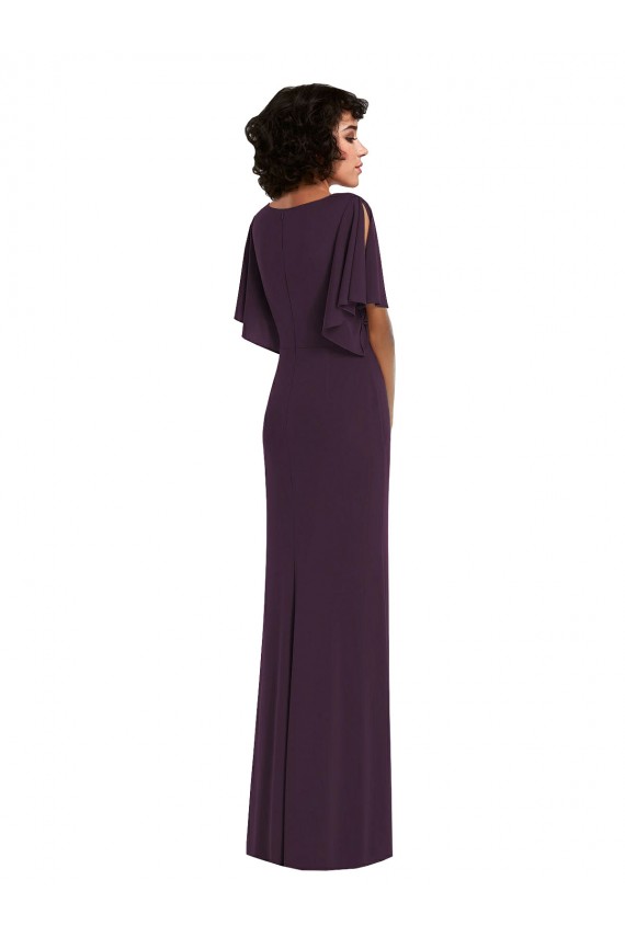 Pourpre Fourreau Col V Spandex Longue Formelles Robes demoiselle d'honneur / Robes de soirée / Robes de bal Pas Chère