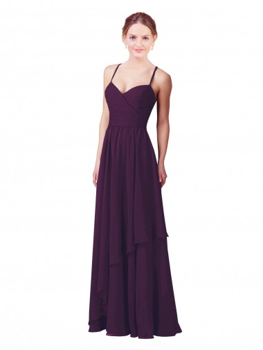Pourpre Fourreau Mousseline Longue Robes demoiselle d'honneur Pas Chre
