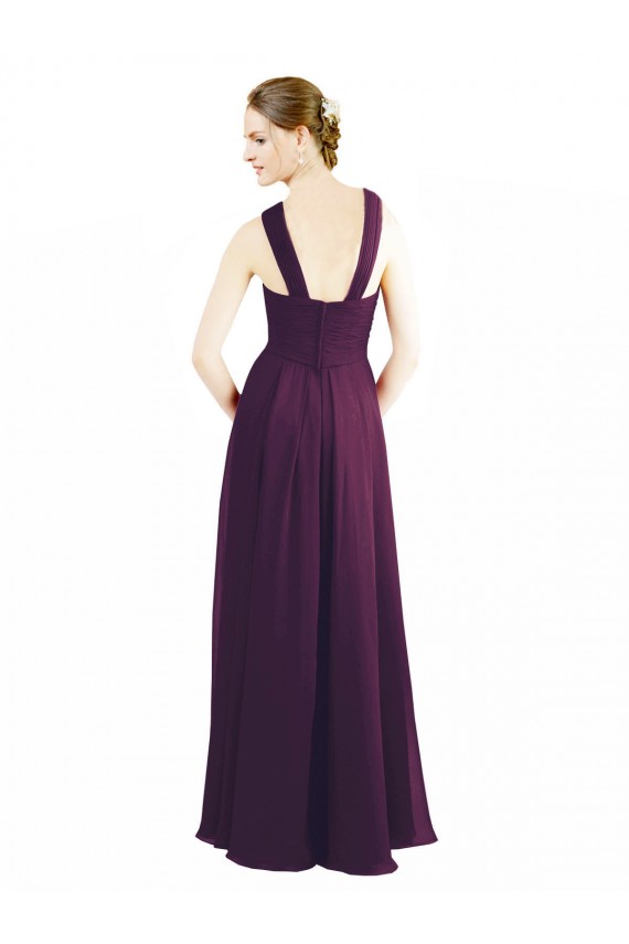 Pourpre Trapèze Licou Mousseline Longue Robes demoiselle d'honneur Pas Chère