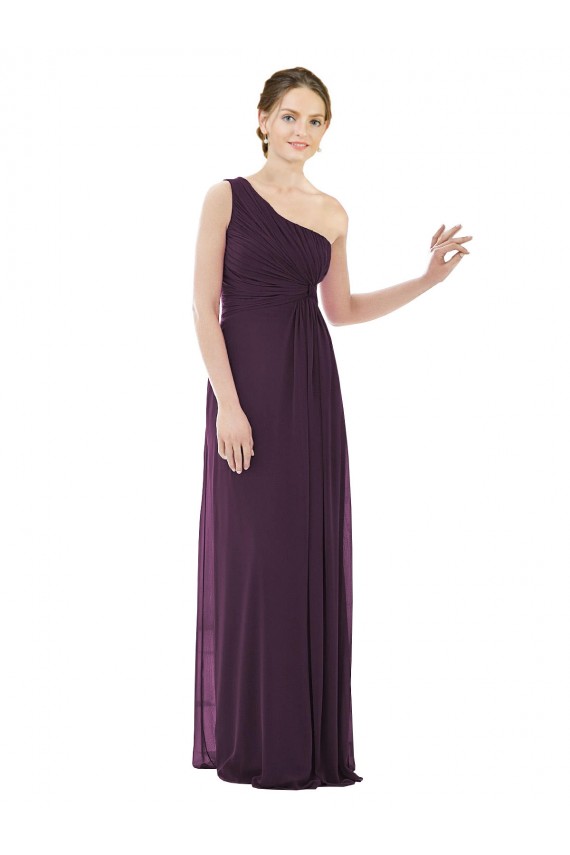 Pourpre Trapèze Mousseline Longue Robes demoiselle d'honneur Pas Chère