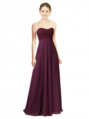Pourpre Trapèze Mousseline Longue Robes demoiselle d'honneur Pas Chre