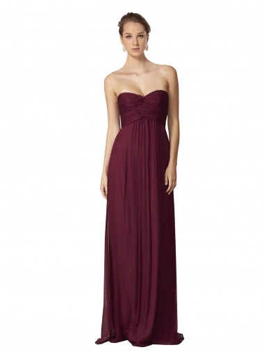 Pourpre Trapèze Mousseline Longue Robes demoiselle d'honneur Pas Chre