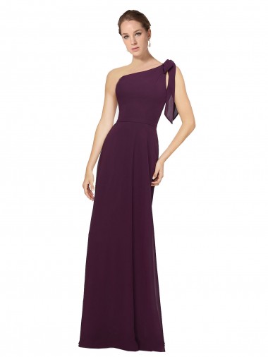 Pourpre Trapèze Mousseline Longue Robes demoiselle d'honneur Pas Chre