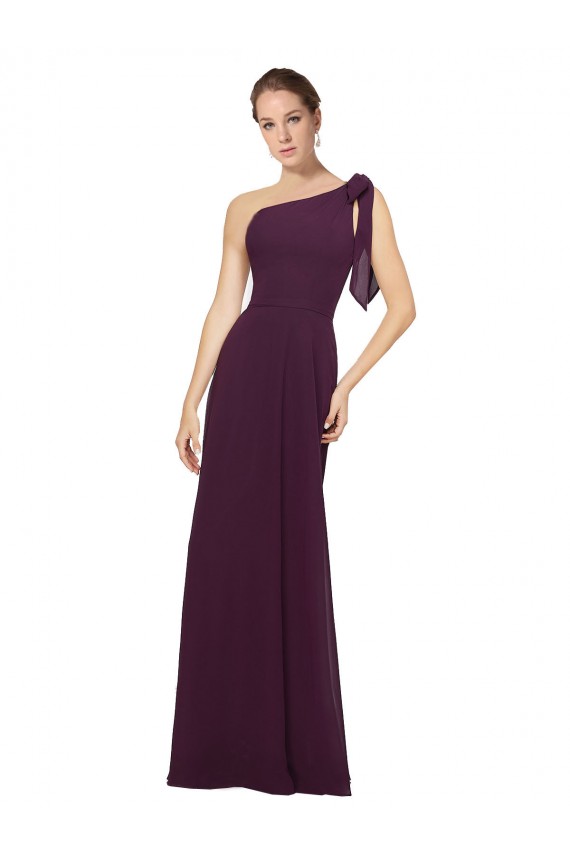 Pourpre Trapèze Mousseline Longue Robes demoiselle d'honneur Pas Chère