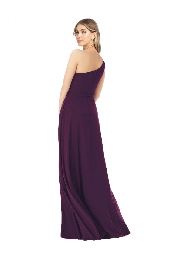 Pourpre Trapèze Mousseline Longue Robes demoiselle d'honneur Pas Chère