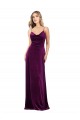 Pourpre Trapèze Scoop Col V Velours Stretch Longue Formelles Robes demoiselle d'honneur / Robes de soirée / Robes de bal Pas Chère