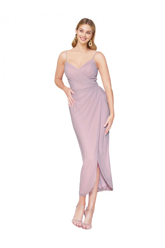 Primevère Sirène Bretelles spaghetti Mousseline Courte Asymétrique Robes demoiselle d'honneur / Robes de bal / Robes de cocktail Pas Chère