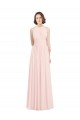 Rose 42 Trapèze Licou Mousseline Longue Robes demoiselle d'honneur Pas Chère