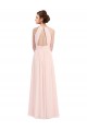 Rose 42 Trapèze Licou Mousseline Longue Robes demoiselle d'honneur Pas Chère