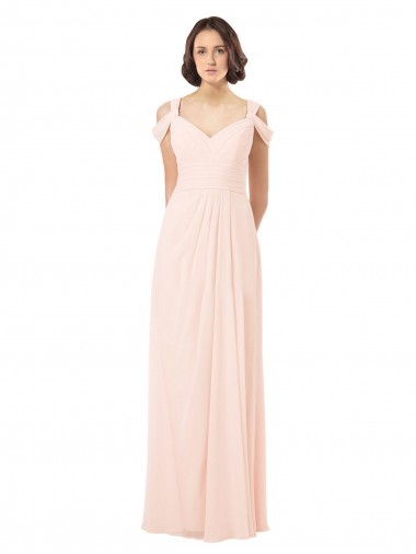 Rose 42 Trapèze Épaule Dénudée Mousseline Longue Robes demoiselle d'honneur Pas Chre