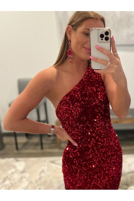 Rose Fourreau Balayage train Paillettes Velours Longue Robes de bal Pas Chère
