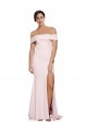 Rose Fourreau Col Carré Balayage train Crêpe Stretch Longue Formelles Robes demoiselle d'honneur / Robes de soirée / Robes de bal Pas Chère