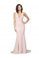 Rose Fourreau Col V Balayage train Crêpe Stretch Longue Formelles Robes demoiselle d'honneur / Robes de soirée / Robes de bal Pas Chère