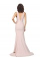 Rose Fourreau Col V Balayage train Crêpe Stretch Longue Formelles Robes demoiselle d'honneur / Robes de soirée / Robes de bal Pas Chère