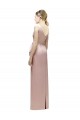 Rose Fourreau Col V Satiné Longue Robes demoiselle d'honneur Pas Chère