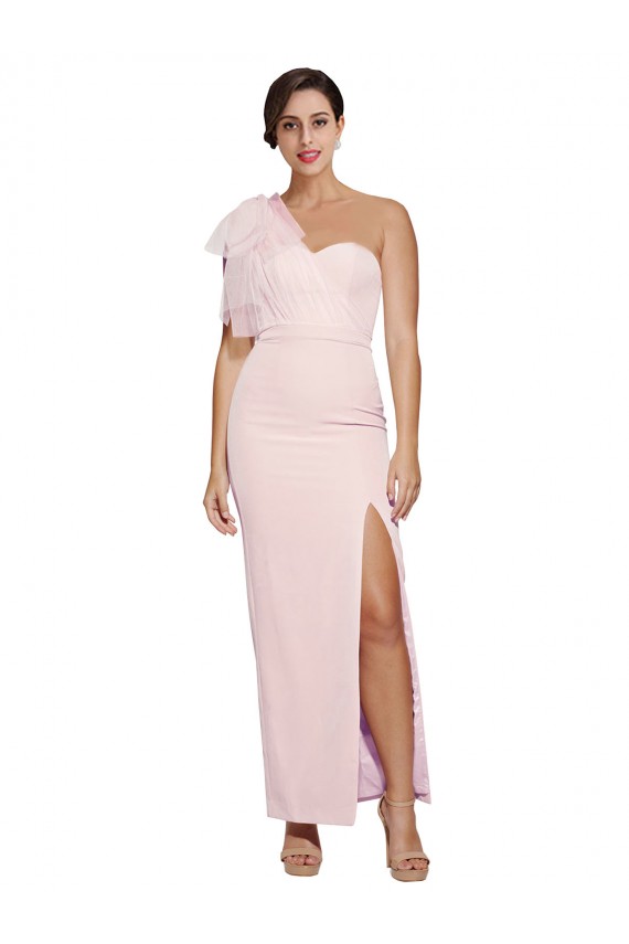 Rose Fourreau Crêpe Stretch Longue Formelles Robes demoiselle d'honneur / Robes de soirée / Robes de bal Pas Chère