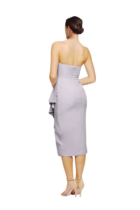 Lilas arctique Fourreau Sans bretelle midi Crêpe Stretch Courte Asymétrique Robes demoiselle d'honneur / Robes de soirée / Robes de cocktail Pas Chère
