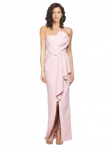 Rose Fourreau Sans bretelle Crêpe Stretch Longue Formelles Robes demoiselle d'honneur / Robes de soirée / Robes de bal Pas Chre