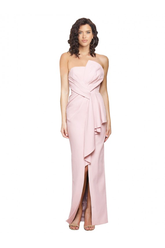 Rose Fourreau Sans bretelle Crêpe Stretch Longue Formelles Robes demoiselle d'honneur / Robes de soirée / Robes de bal Pas Chère