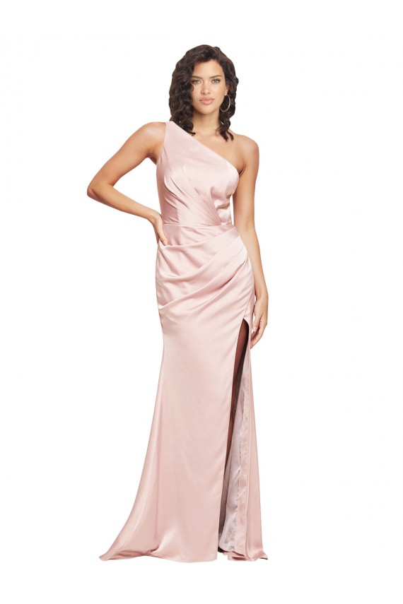 Rose Fourreau Satiné Soyeux Longue Formelles Robes demoiselle d'honneur / Robes de soirée / Robes de bal Pas Chère