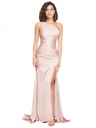 Rose Fourreau Satiné Soyeux Longue Formelles Robes demoiselle d'honneur / Robes de soirée / Robes de bal Pas Chre