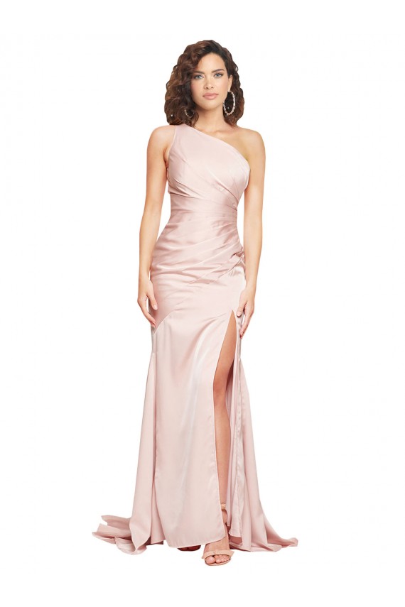 Rose Fourreau Satiné Soyeux Longue Formelles Robes demoiselle d'honneur / Robes de soirée / Robes de bal Pas Chère
