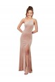 Rose Fourreau Velours Stretch Longue Formelles Robes demoiselle d'honneur / Robes de soirée / Robes de bal Pas Chère