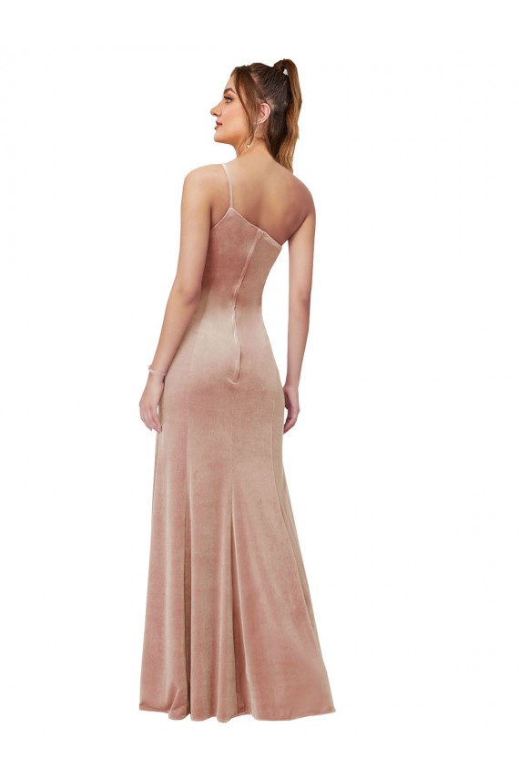 Rose Fourreau Velours Stretch Longue Formelles Robes demoiselle d'honneur / Robes de soirée / Robes de bal Pas Chère