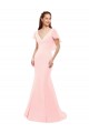 Rose Sirène Col V Mousseline Longue Robes demoiselle d'honneur Pas Chère