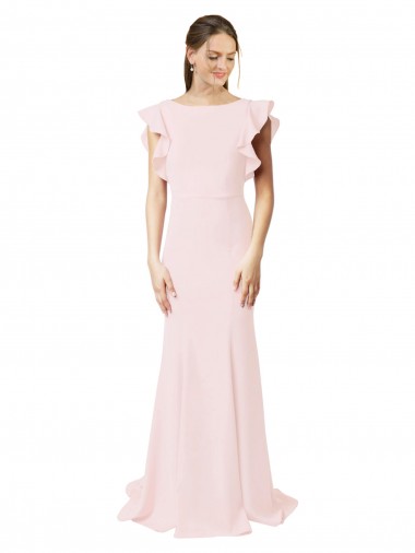 Rose Sirène Col bijou Balayage train Crêpe Stretch Longue Robes demoiselle d'honneur / Robes de bal Pas Chre