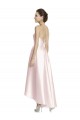 Rose Trapèze Bretelles spaghetti Satiné Longue Asymétrique Robes demoiselle d'honneur Pas Chère