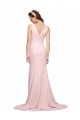 Rose Trapèze Col V Balayage train Crêpe Stretch Longue Robes demoiselle d'honneur / Robes de bal Pas Chère