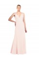 Rose Trapèze Col V Crêpe Stretch Longue Formelles Robes demoiselle d'honneur / Robes de soirée / Robes de bal Pas Chère