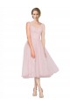 Rose Trapèze Col V Tulle Courte Robes demoiselle d'honneur / Robes de cocktail Pas Chère