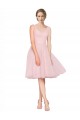 Rose Trapèze Col V Tulle Courte Robes demoiselle d'honneur / Robes de cocktail Pas Chère